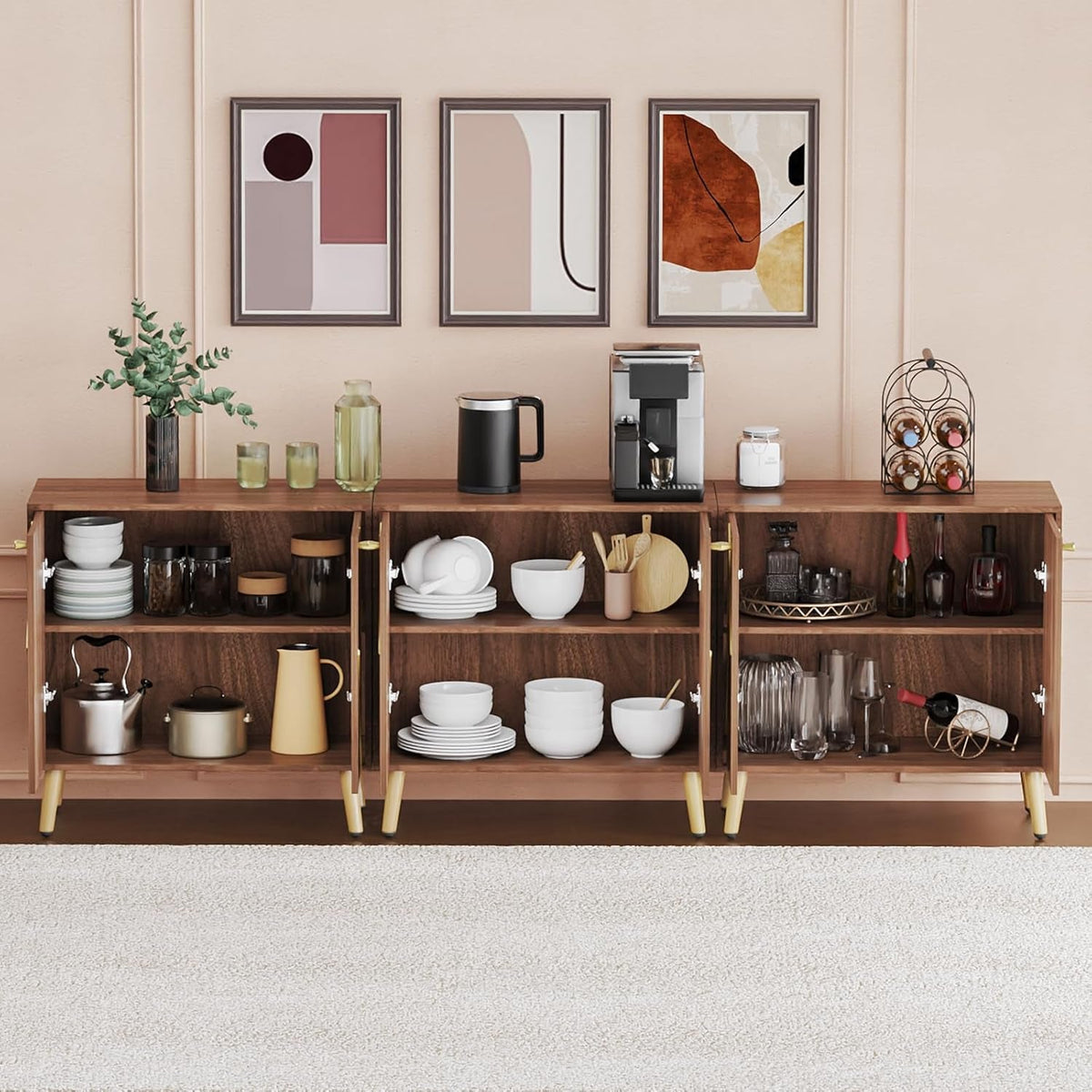 Brown Wood Accent Storage Cabinet Sideboard Living Room