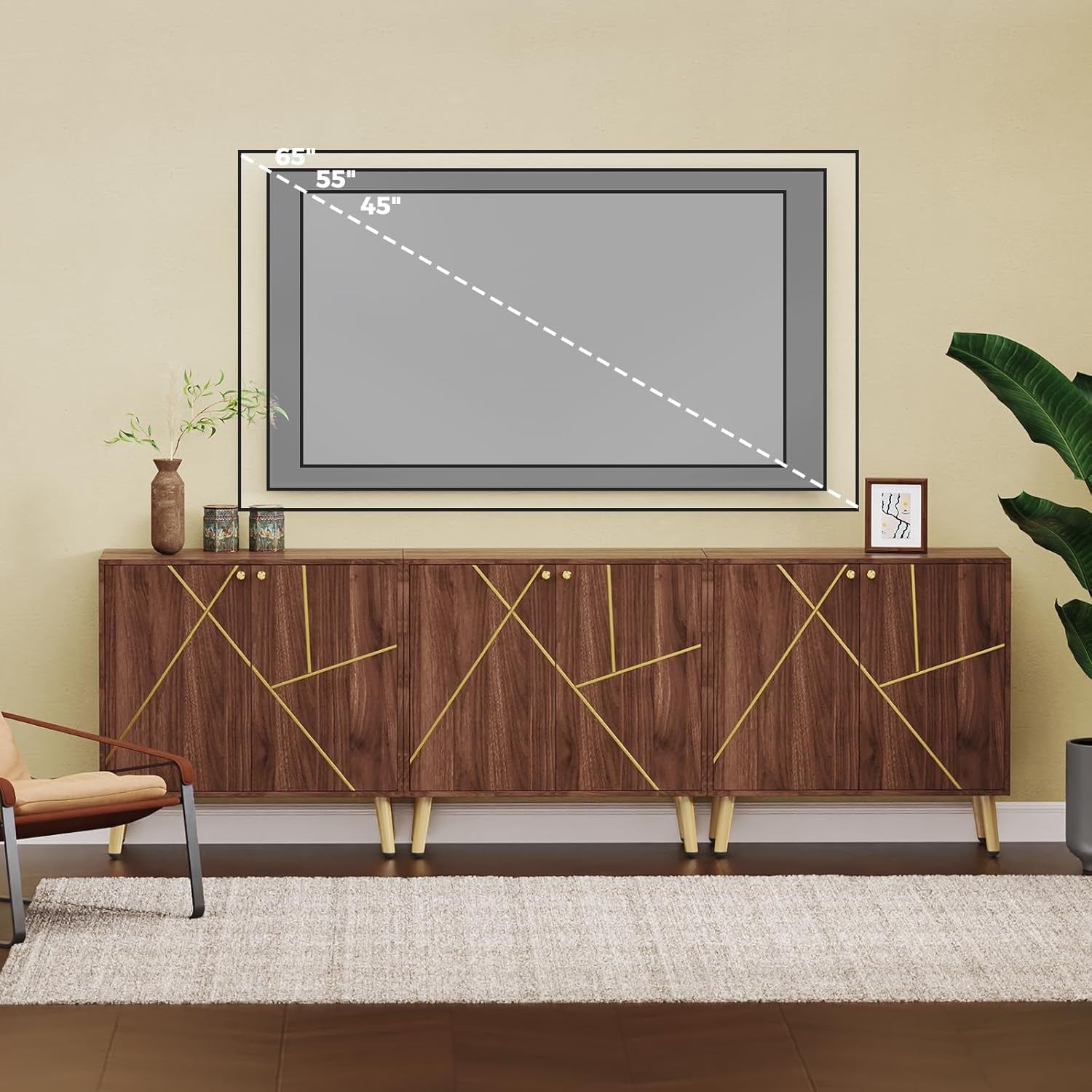 Brown Wood Accent Storage Cabinet Sideboard Living Room