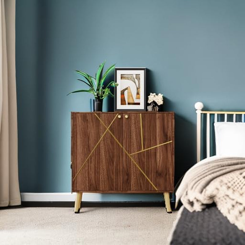 Brown Wood Accent Storage Cabinet Sideboard Living Room