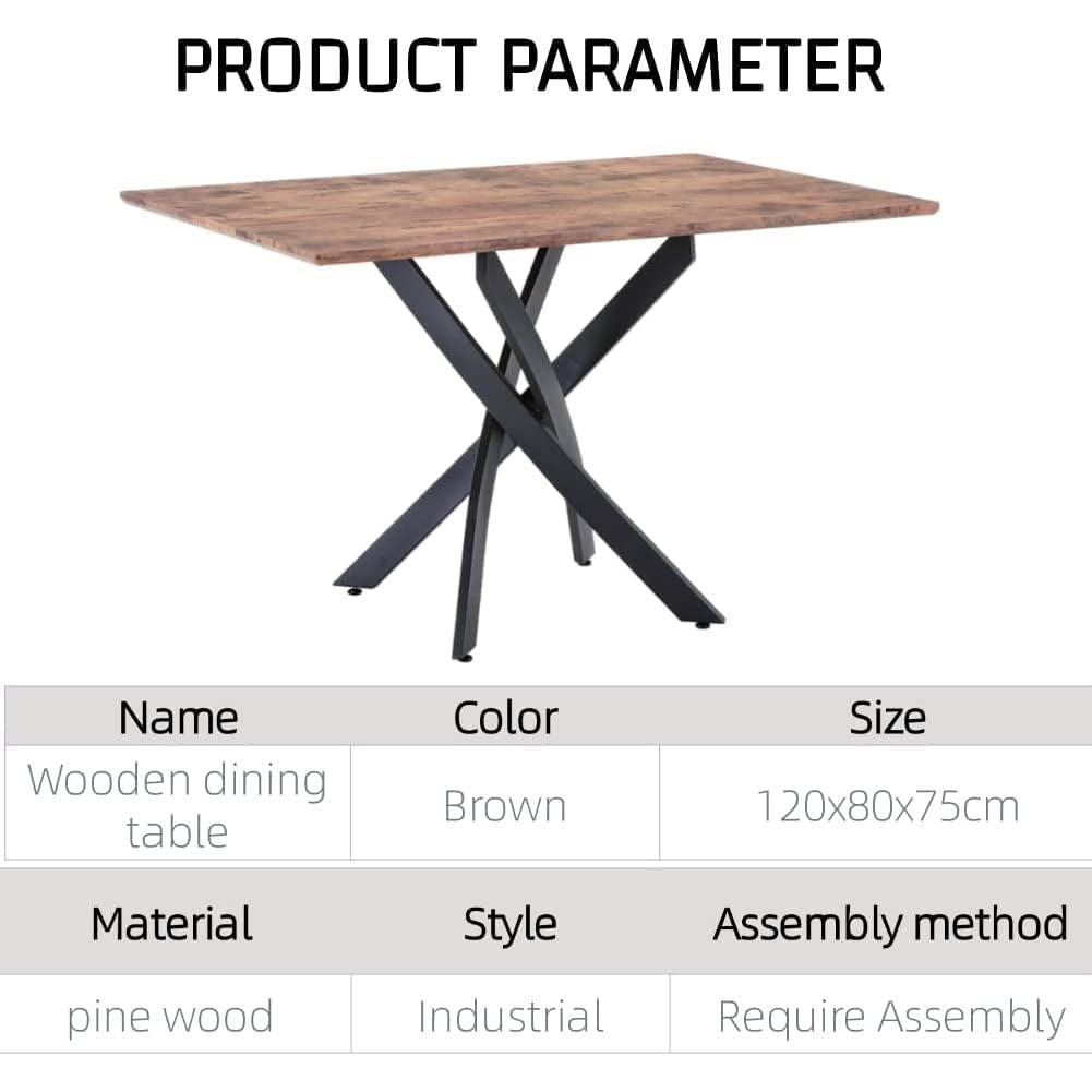 Brown Wood Dining Table With Black Legs Modern Design
