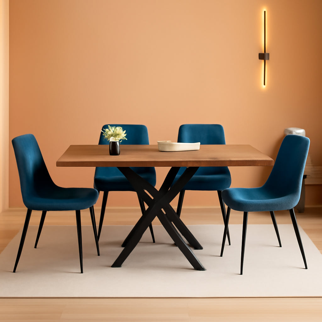 Brown Wood Dining Table With Black Legs Modern Design