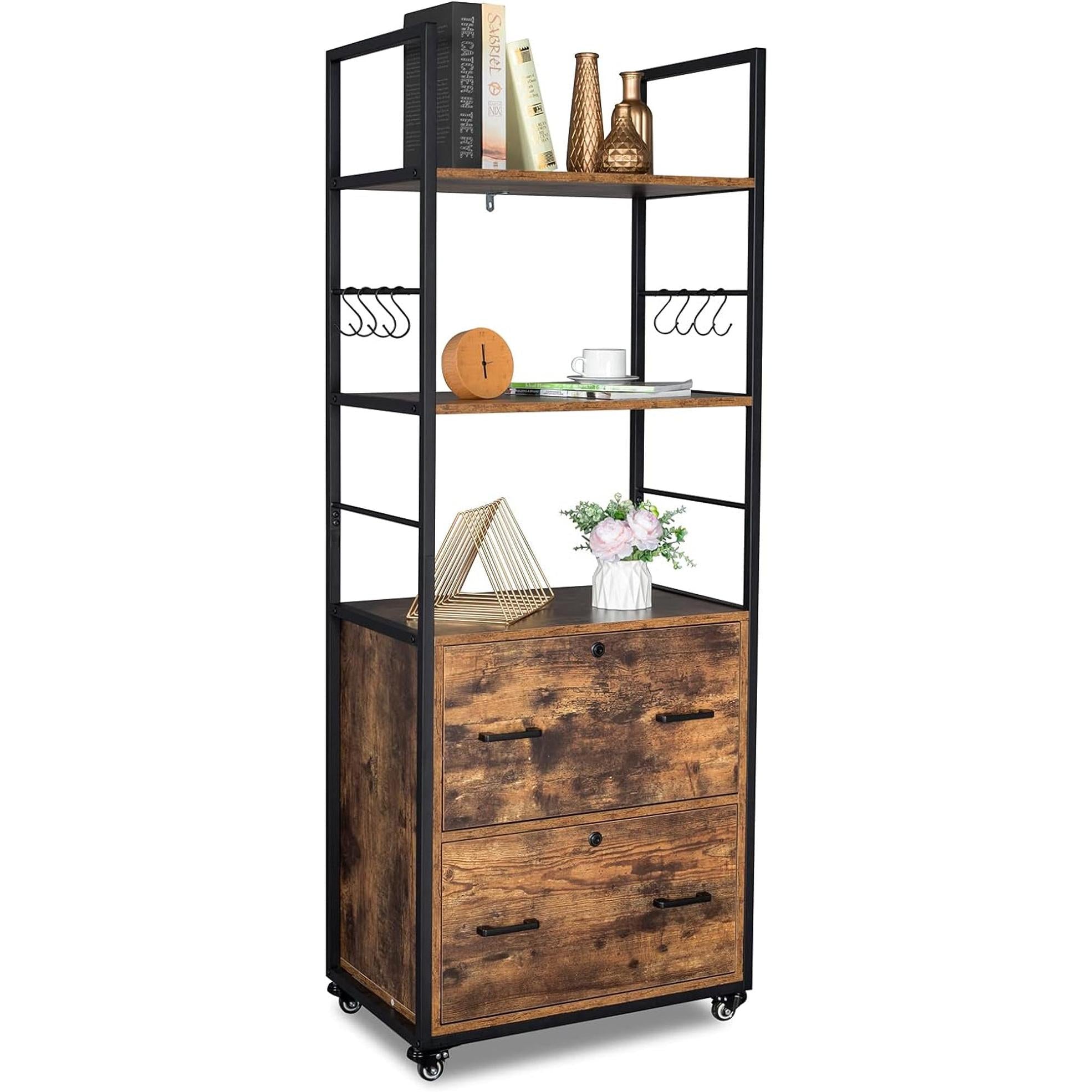 Brown Wooden File Cabinet Two Drawer With Lock Solid Wood