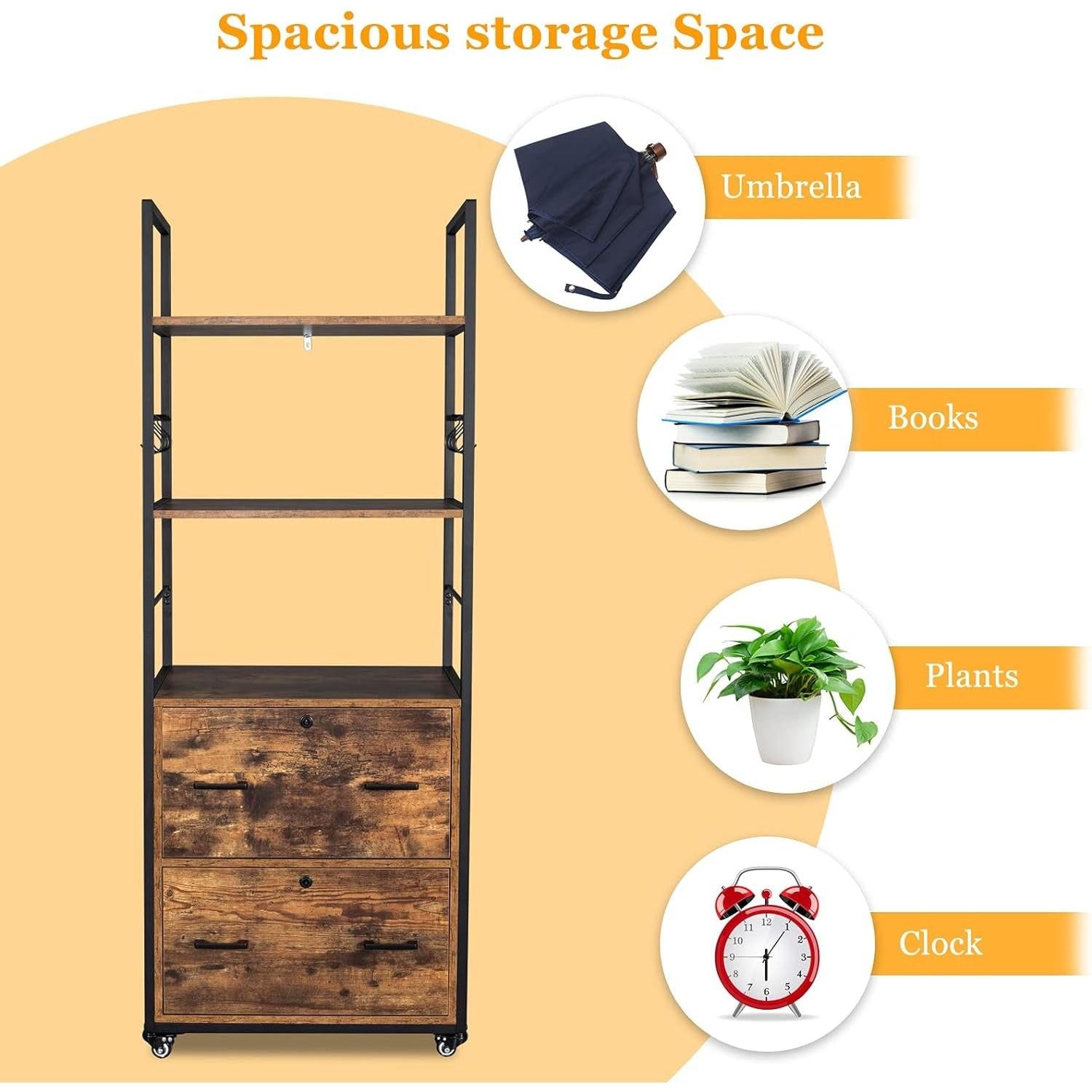Brown Wooden File Cabinet Two Drawer With Lock Solid Wood