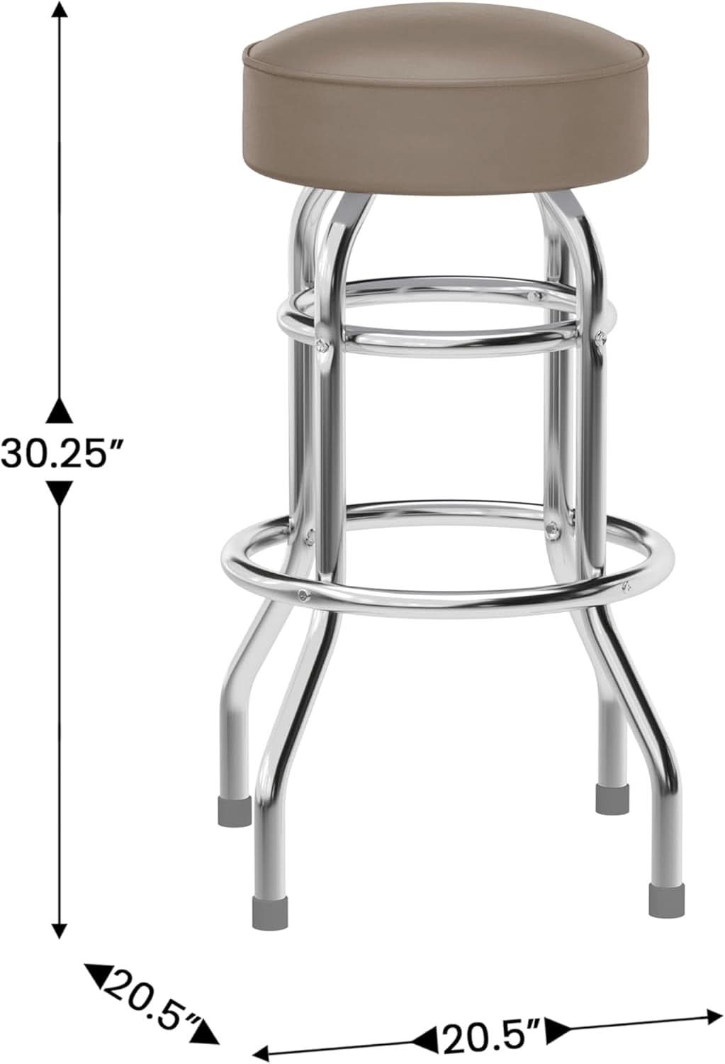 Bruno 2 Pack Chrome Bar Stools Beige Seats Swivel Set