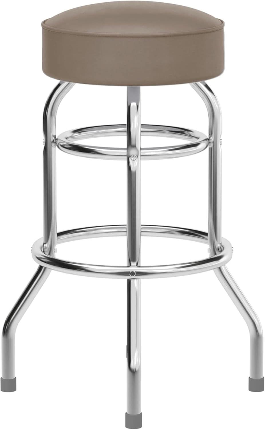 Bruno 2 Pack Chrome Bar Stools Beige Seats Swivel Set