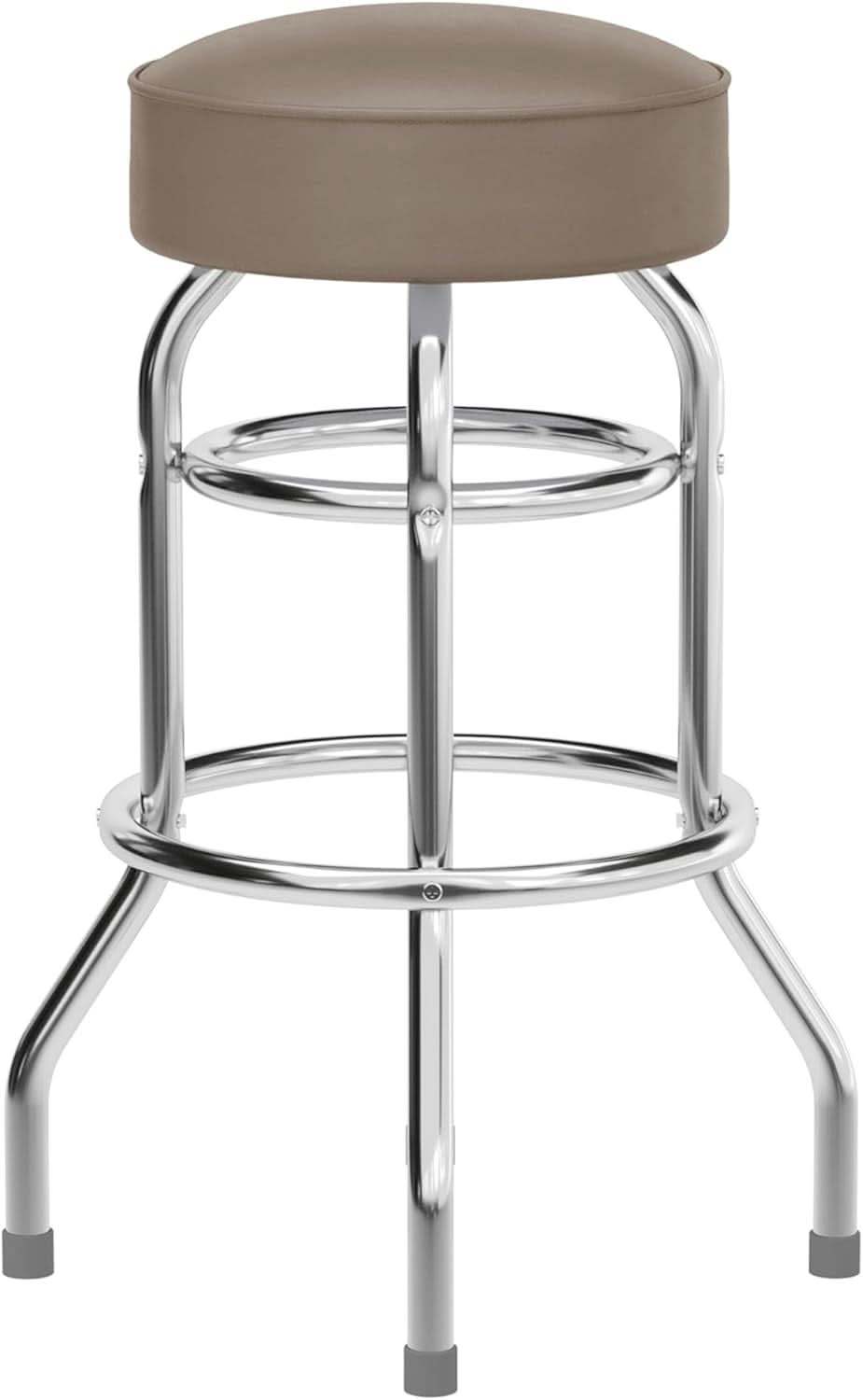 Bruno 2 Pack Chrome Bar Stools Beige Seats Swivel Set
