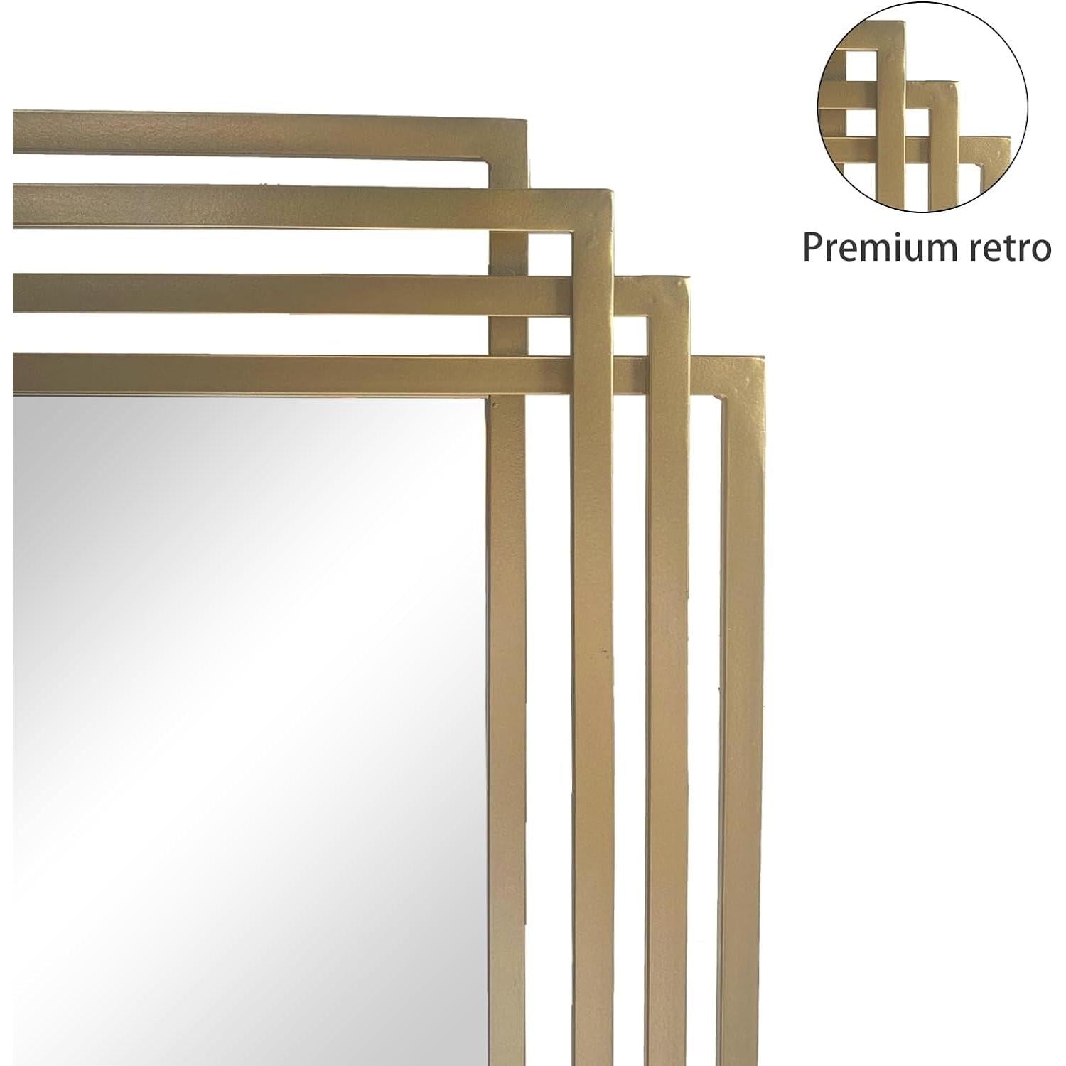 Brushed Gold Wall Mirror 24x36 Modern Rectangle Vanity Bath