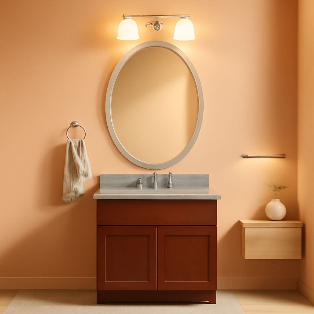 Brushed Nickel Oval Framed Vanity Mirror Beveled Edge