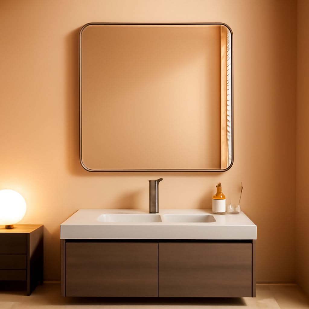 Brushed Silver Wall Mounted Bathroom Mirror 30x40 Inches