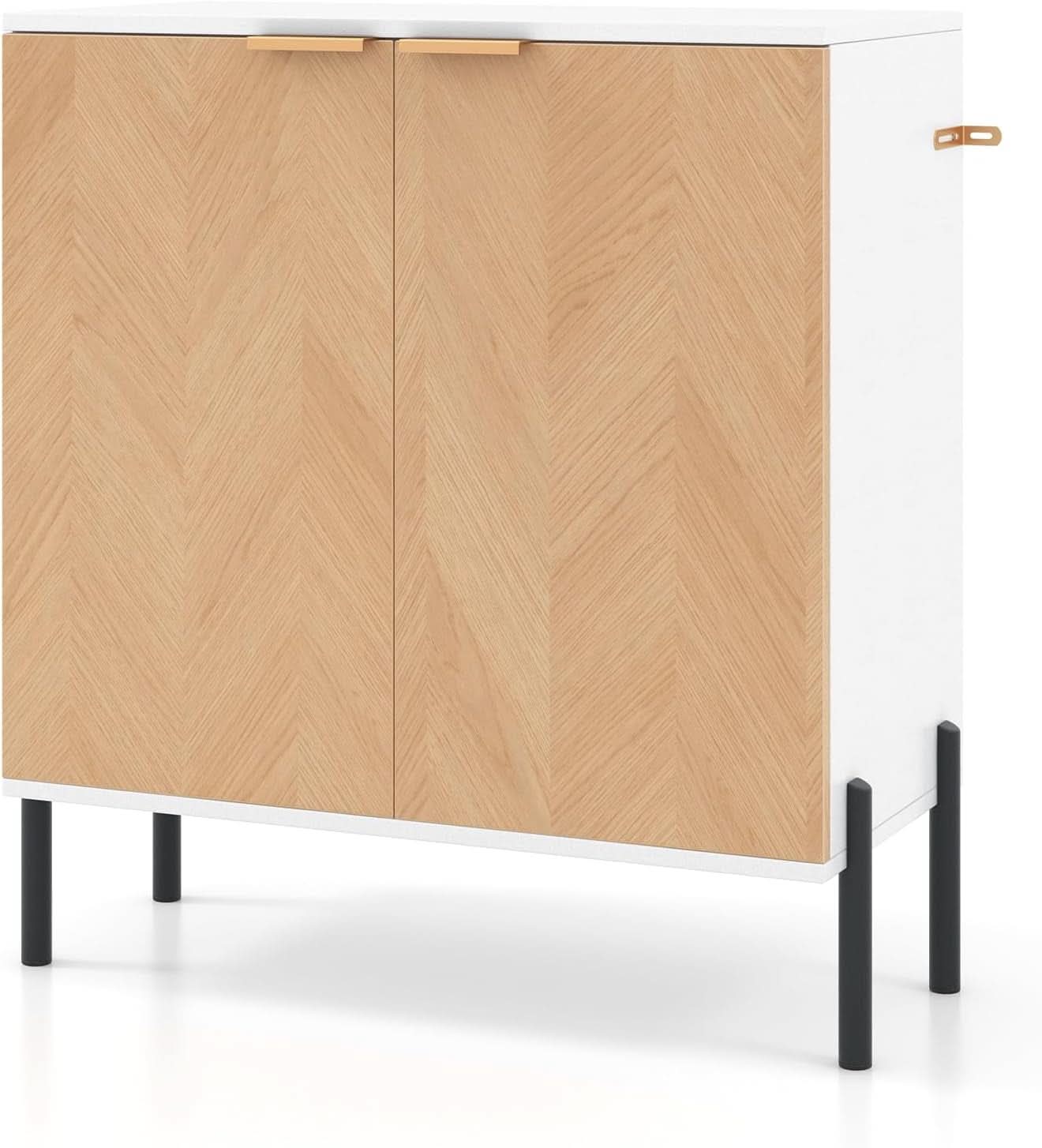 Buffet Cabinet With Storage White Natural 2 Door Modern