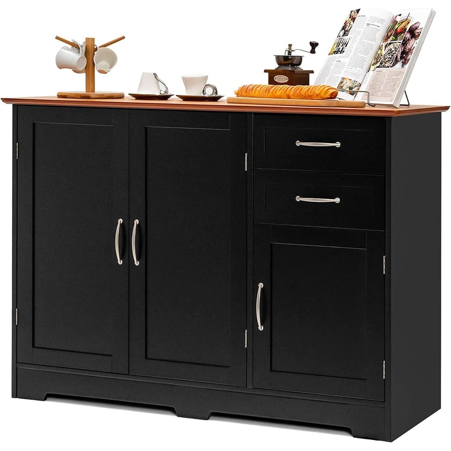 Buffet Credenza Console Table With Drawers In Oak Finish