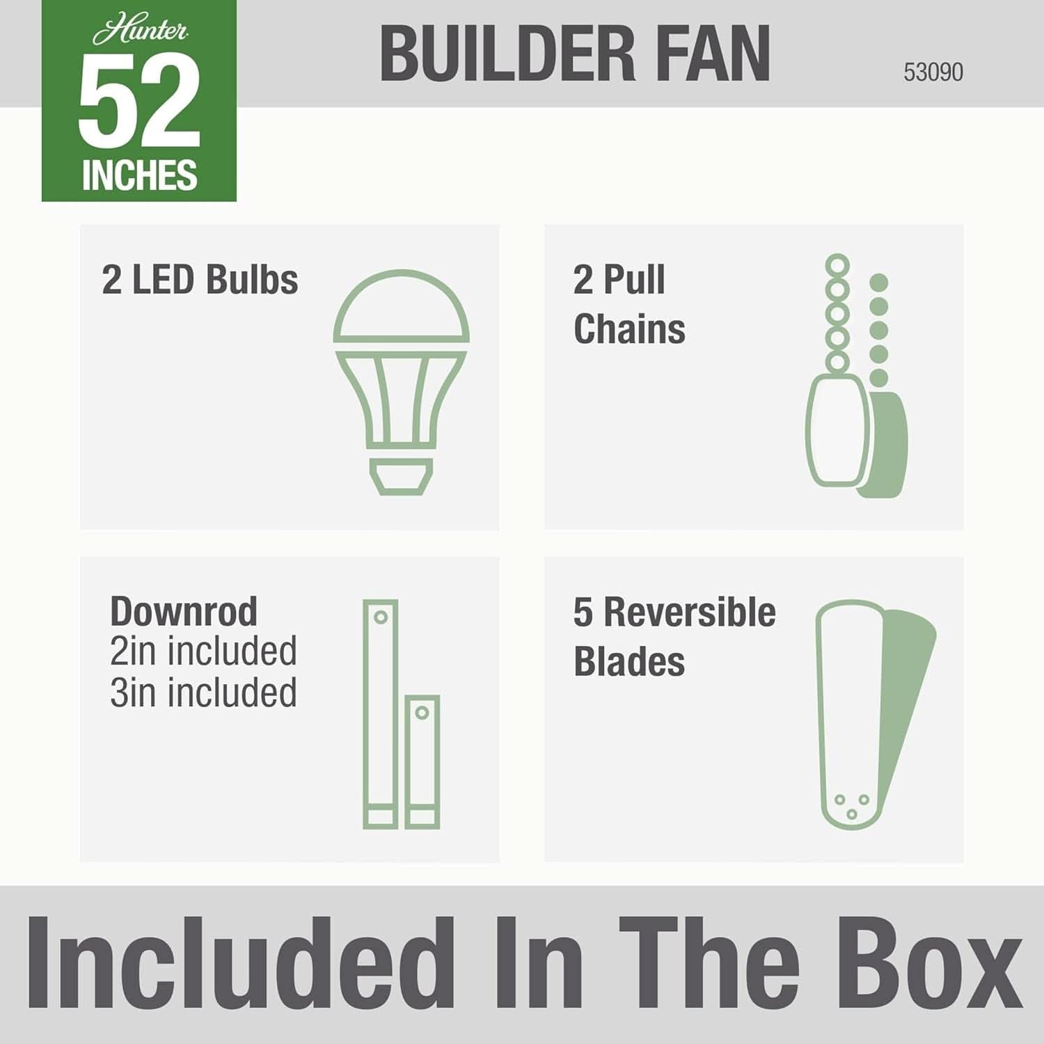 Builder Deluxe 52 Inch Brushed Nickel Indoor Ceiling Fan