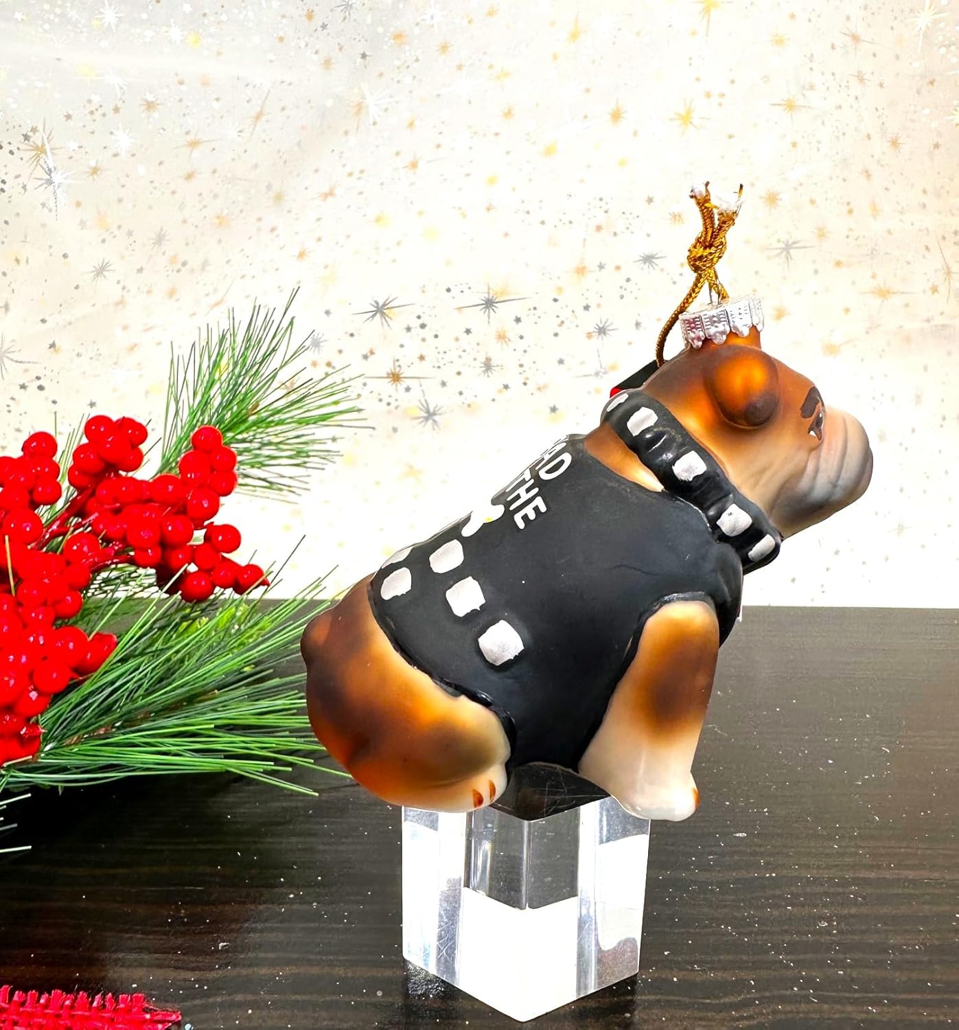 Bulldog Glass Figurine Ornament - Bad to the Bone