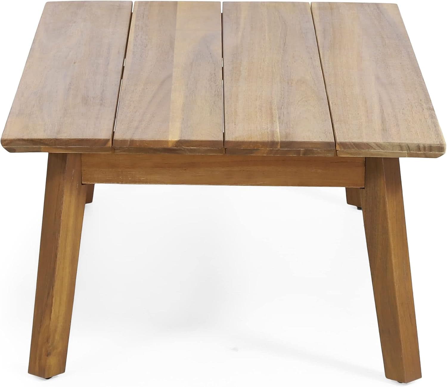 Burchett Outdoor 4 Piece Chat Set Acacia Wood And Wicker Teak Brown Beige