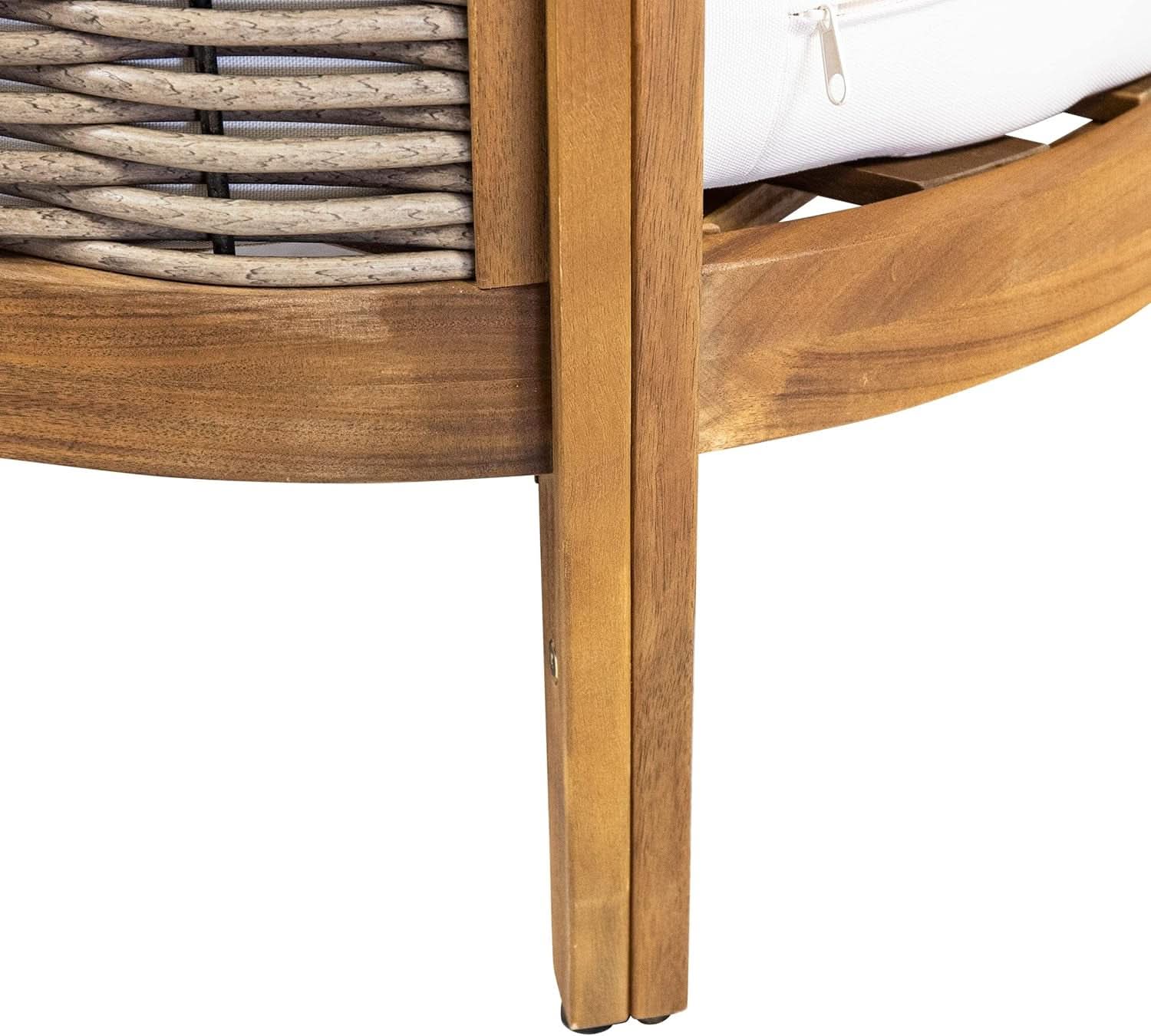 Burchett Outdoor 4 Piece Chat Set Acacia Wood And Wicker Teak Brown Beige