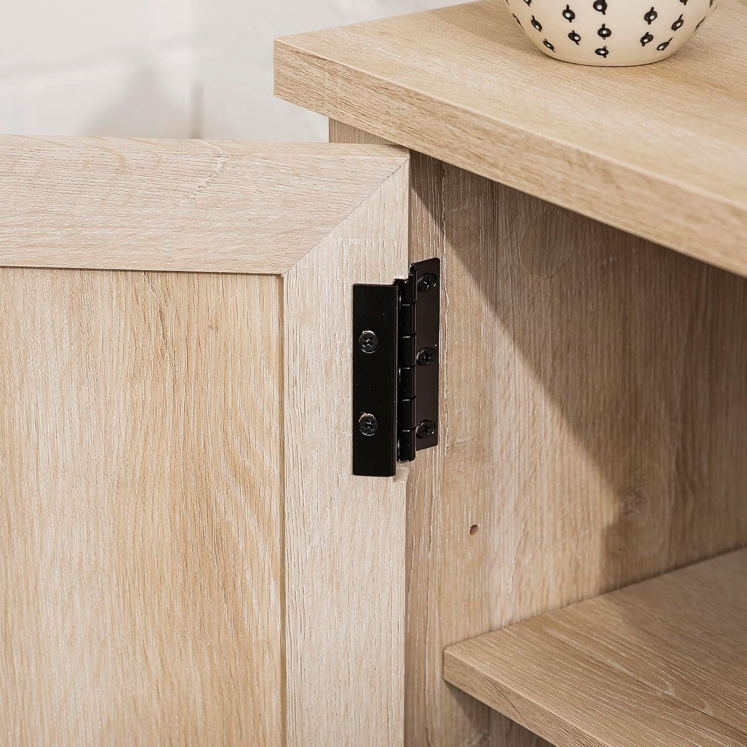 Buren 58 Inch White Oak Grooved Door TV Stand 65 Inch TV