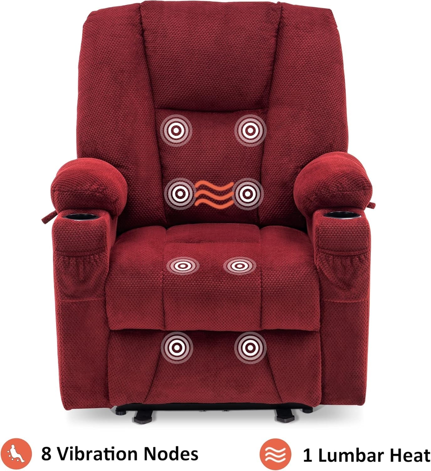 Burgundy Electric Recliner With Heat And Vibration