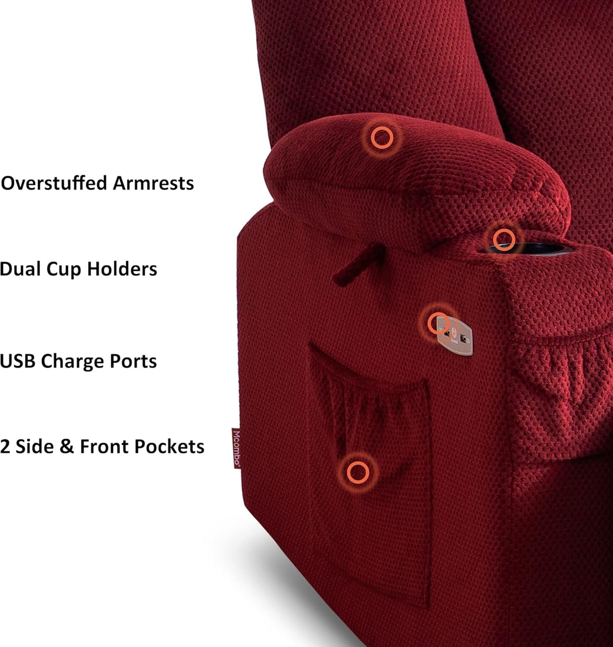 Burgundy Electric Recliner With Heat And Vibration