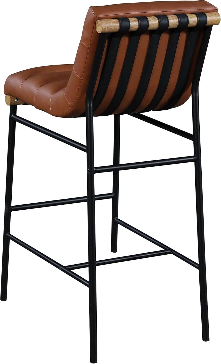 Burke Collection Modern Cognac Vegan Leather Bar Stool Matte Black Frame