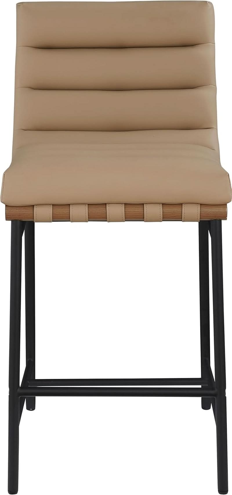 Burke Counter Stool Tan Vegan Leather Matte Black Frame