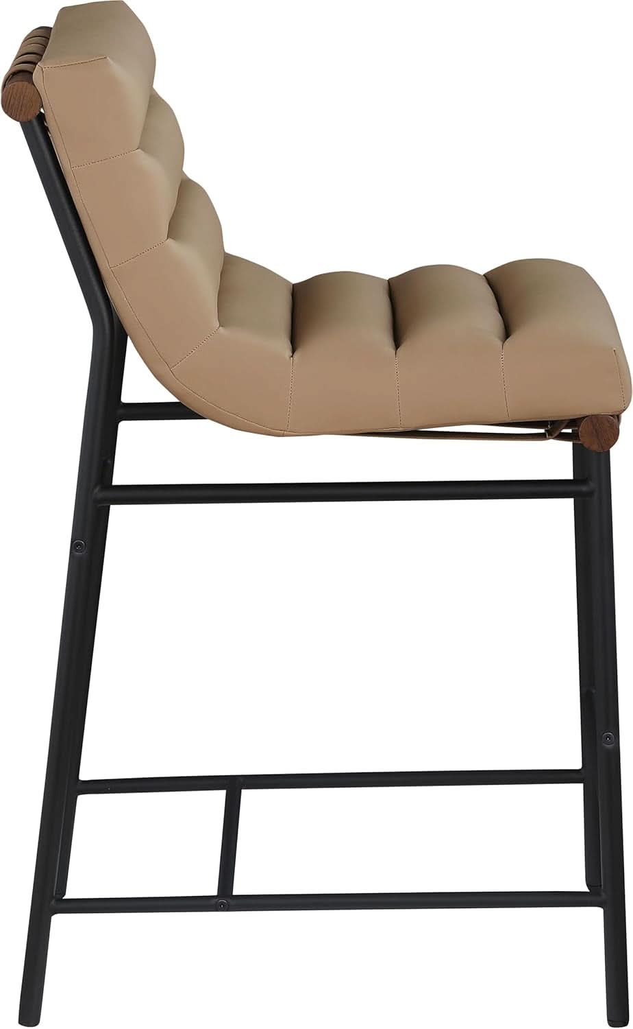 Burke Counter Stool Tan Vegan Leather Matte Black Frame