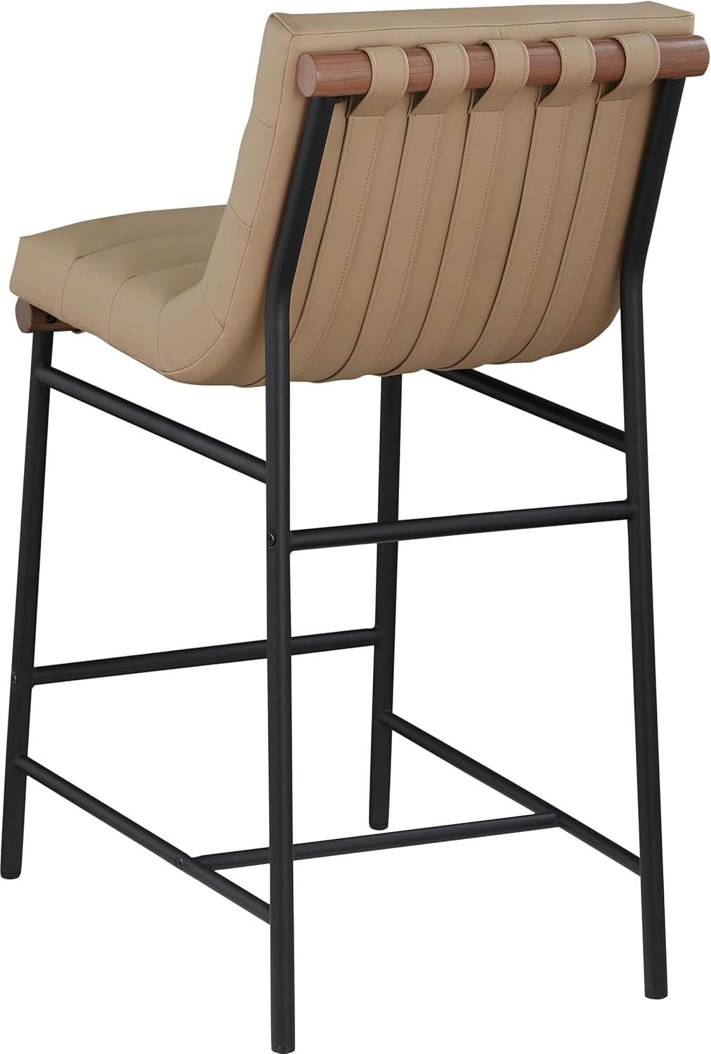 Burke Counter Stool Tan Vegan Leather Matte Black Frame