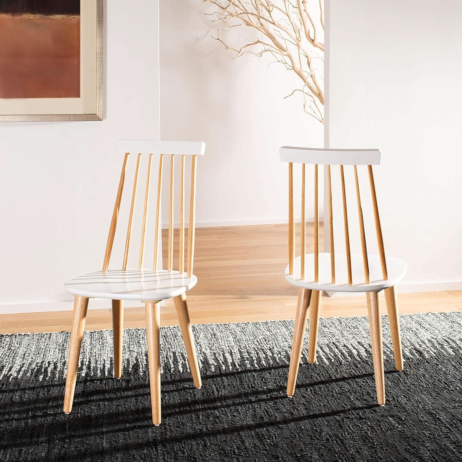Burris Farmhouse Spindle Side Chair Natural White Set Of 2