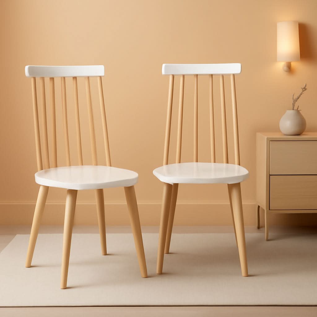 Burris Farmhouse Spindle Side Chair Natural White Set Of 2