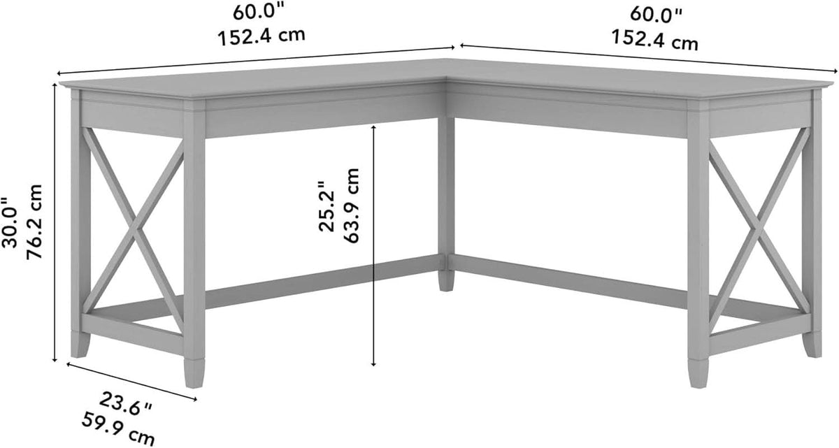 Bush Furniture Key West 60W L Shaped Desk Cape Cod Gray