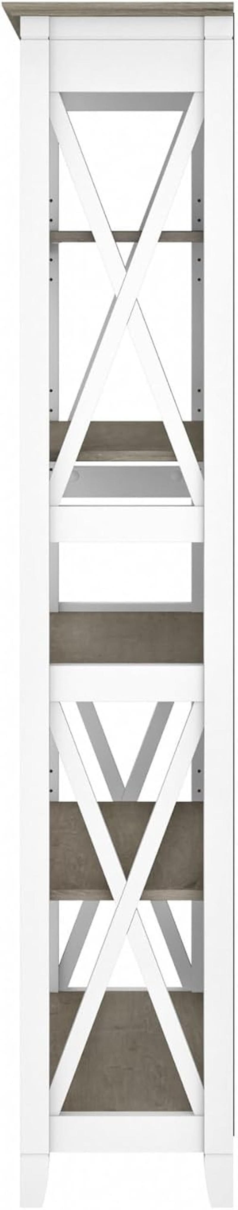 Bush Furniture Key West 66 Inch Bookcase Shiplap Gray White