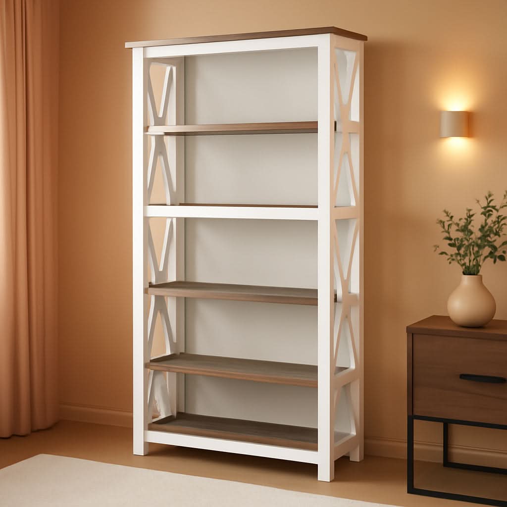 Bush Furniture Key West 66 Inch Bookcase Shiplap Gray White