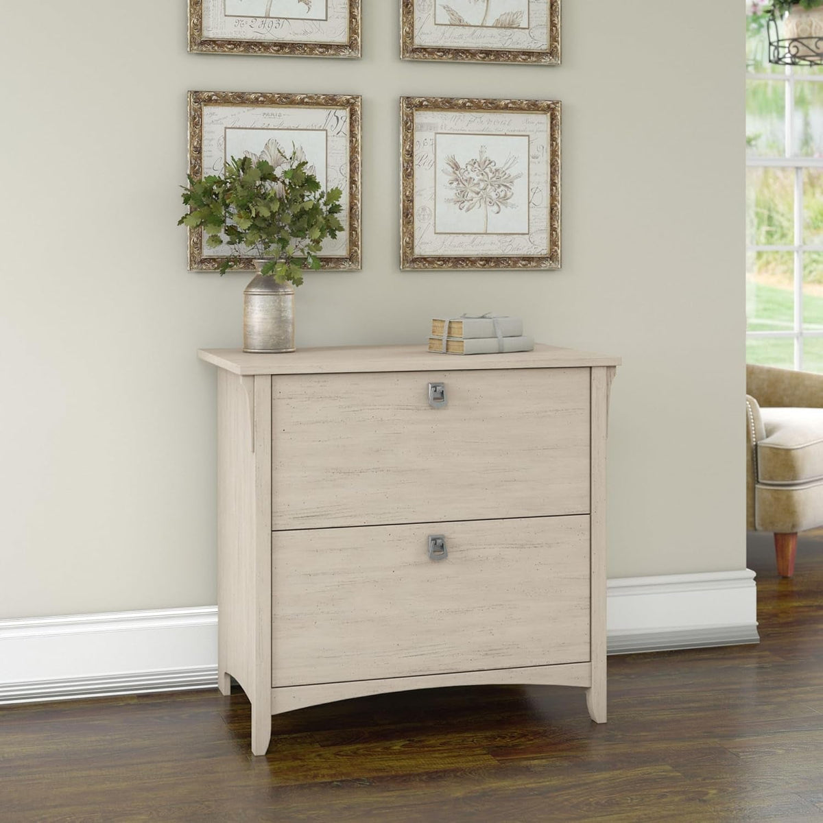 Bush Furniture Salinas 2 Drawer Lateral File Cabinet Antique White