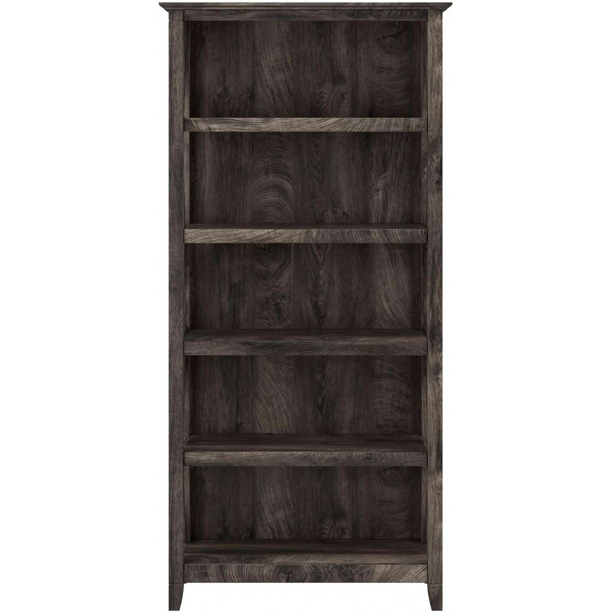 Bush Furniture Tall 5 Shelf Bookcase Dark Gray Hickory