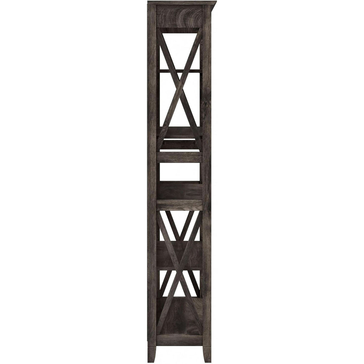 Bush Furniture Tall 5 Shelf Bookcase Dark Gray Hickory