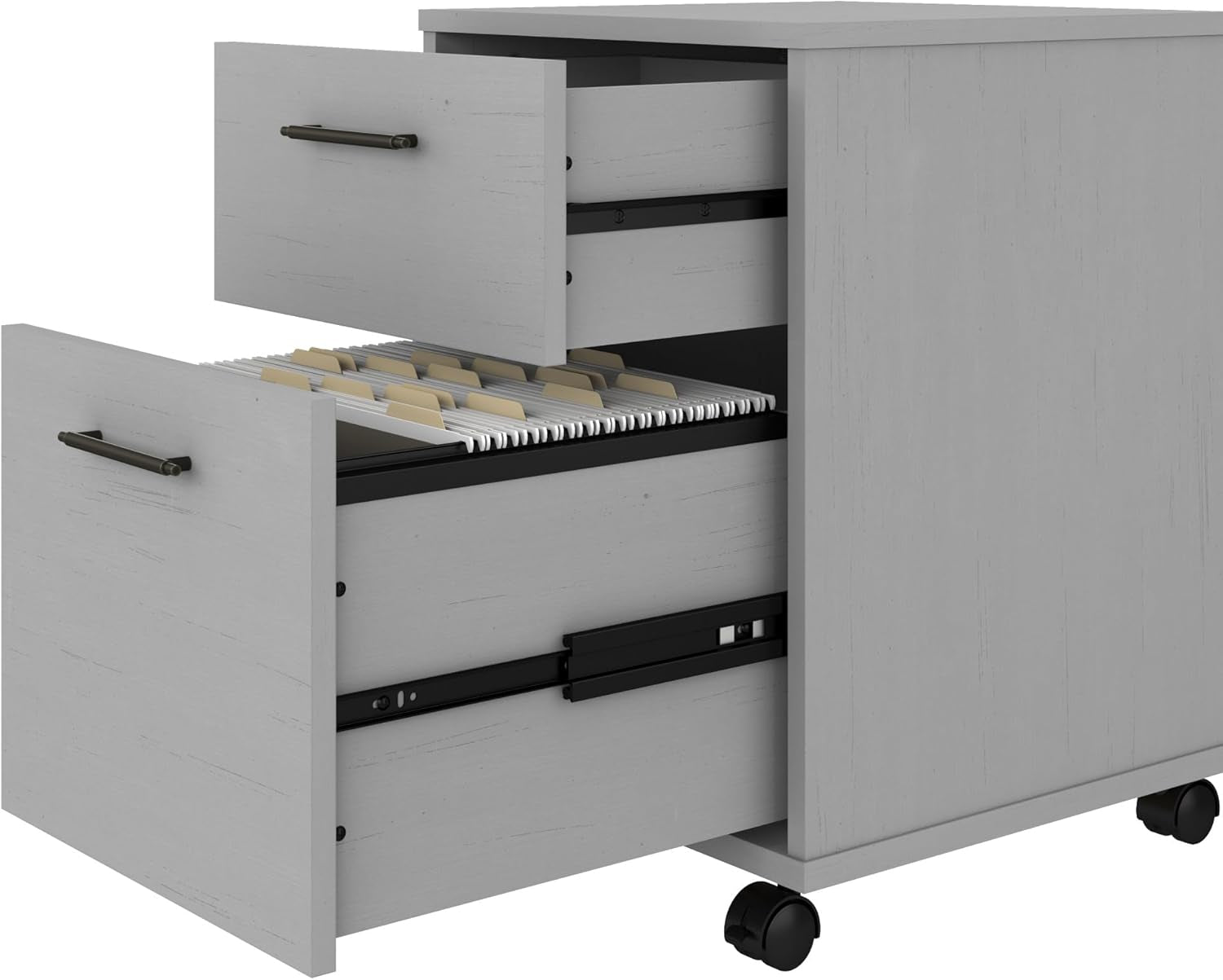 Bush Key West Two Drawer Rolling File Cabinet Cape Cod Gray