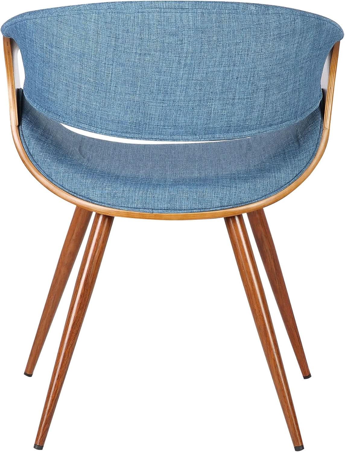 Butterfly Mid Century Modern Dining Chair Blue Upholstery Walnut Finish