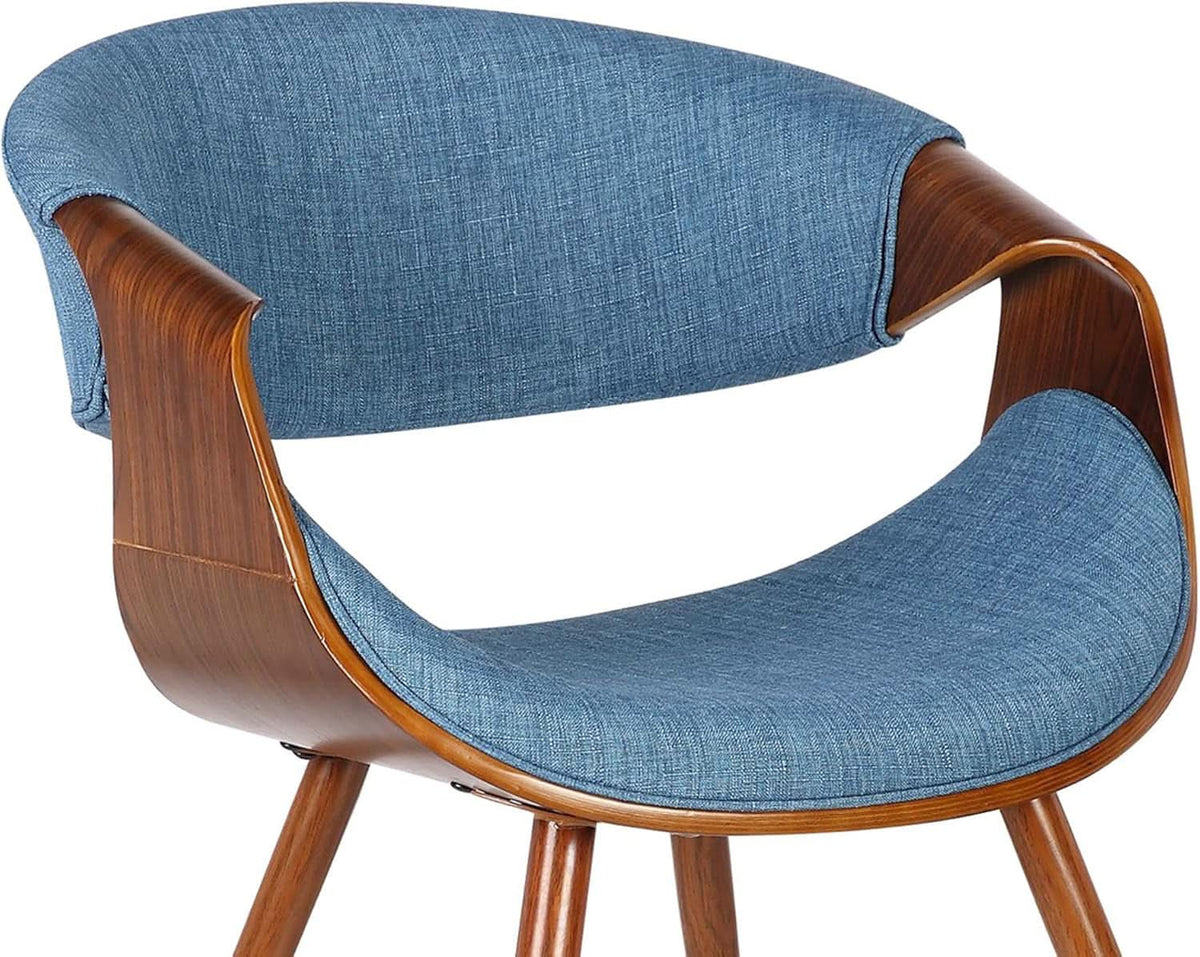 Butterfly Mid Century Modern Dining Chair Blue Upholstery Walnut Finish