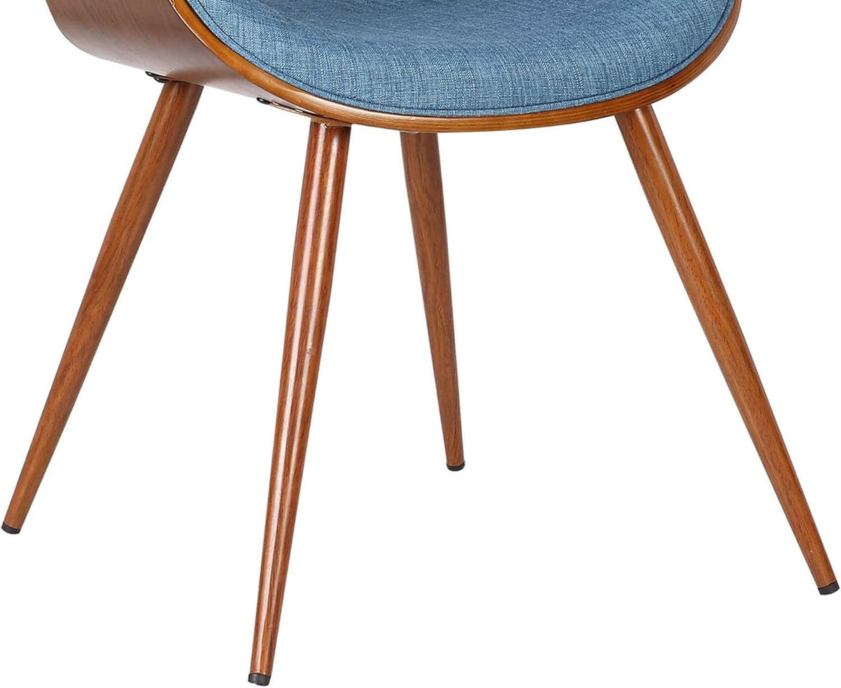 Butterfly Mid Century Modern Dining Chair Blue Upholstery Walnut Finish