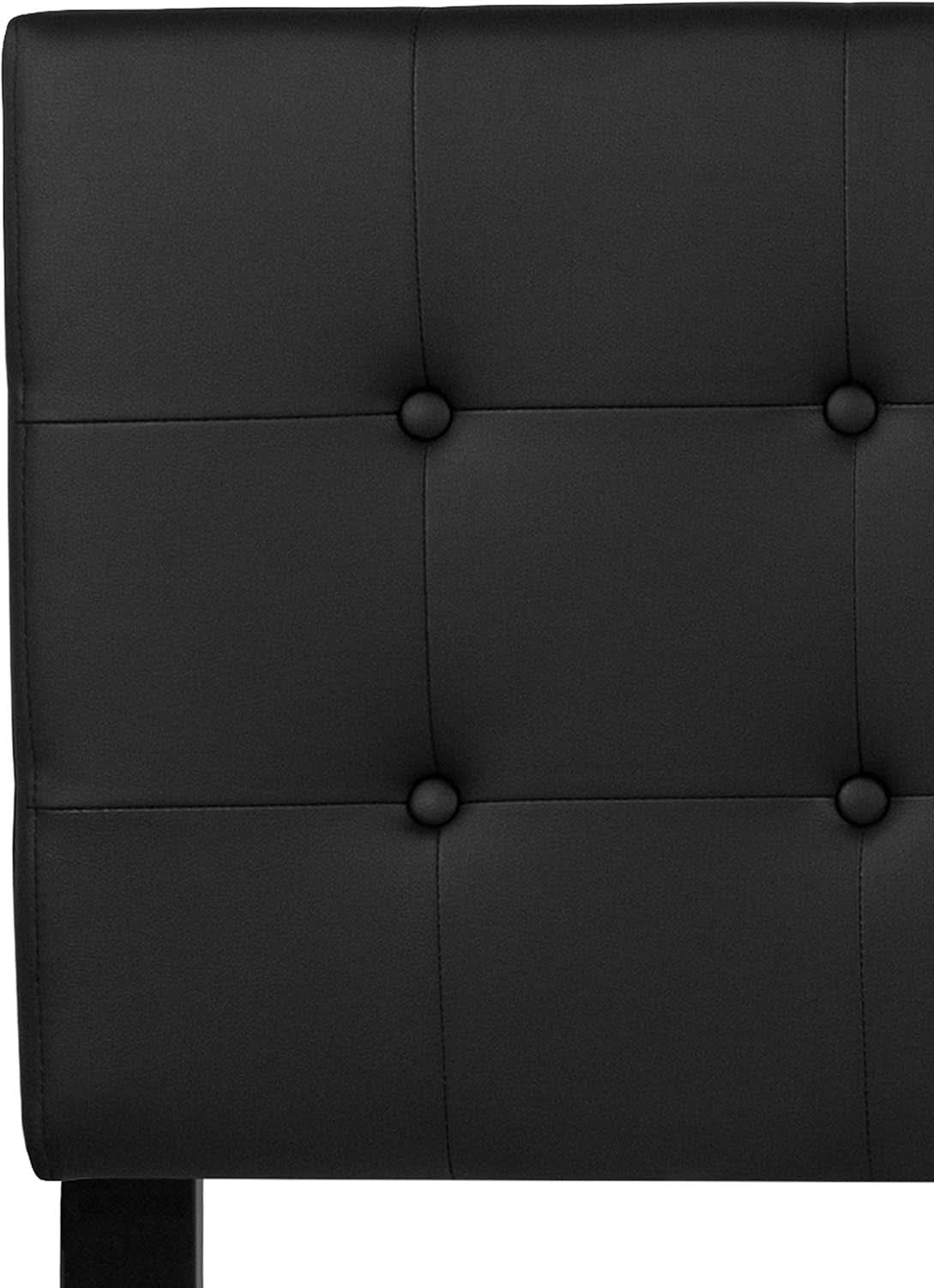 Button Tufted Black Vinyl Queen Size Headboard Upgrade