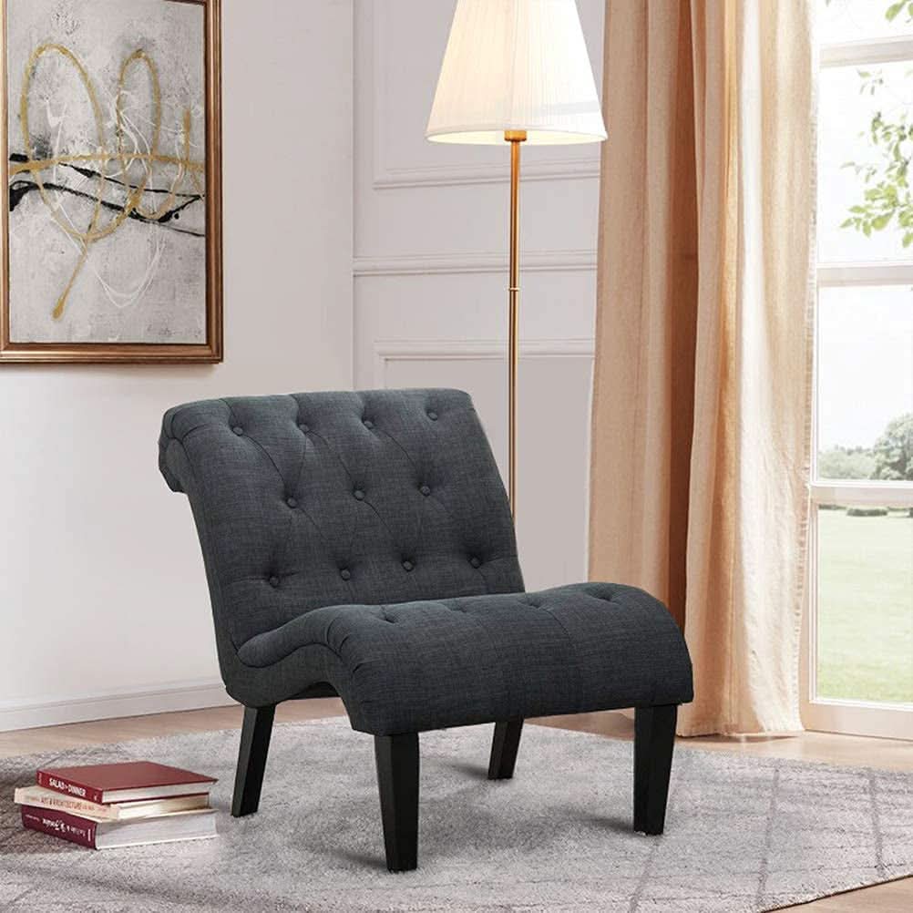 Button Tufted Slipper Chair For Compact Living Room Decor