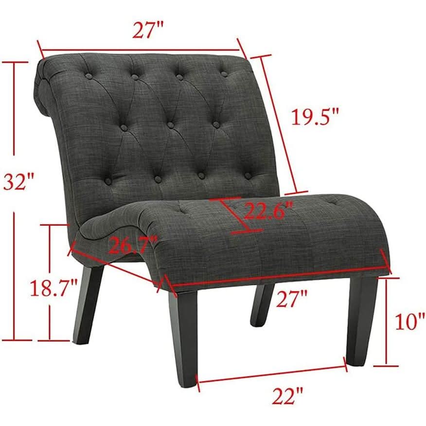Button Tufted Slipper Chair For Compact Living Room Decor