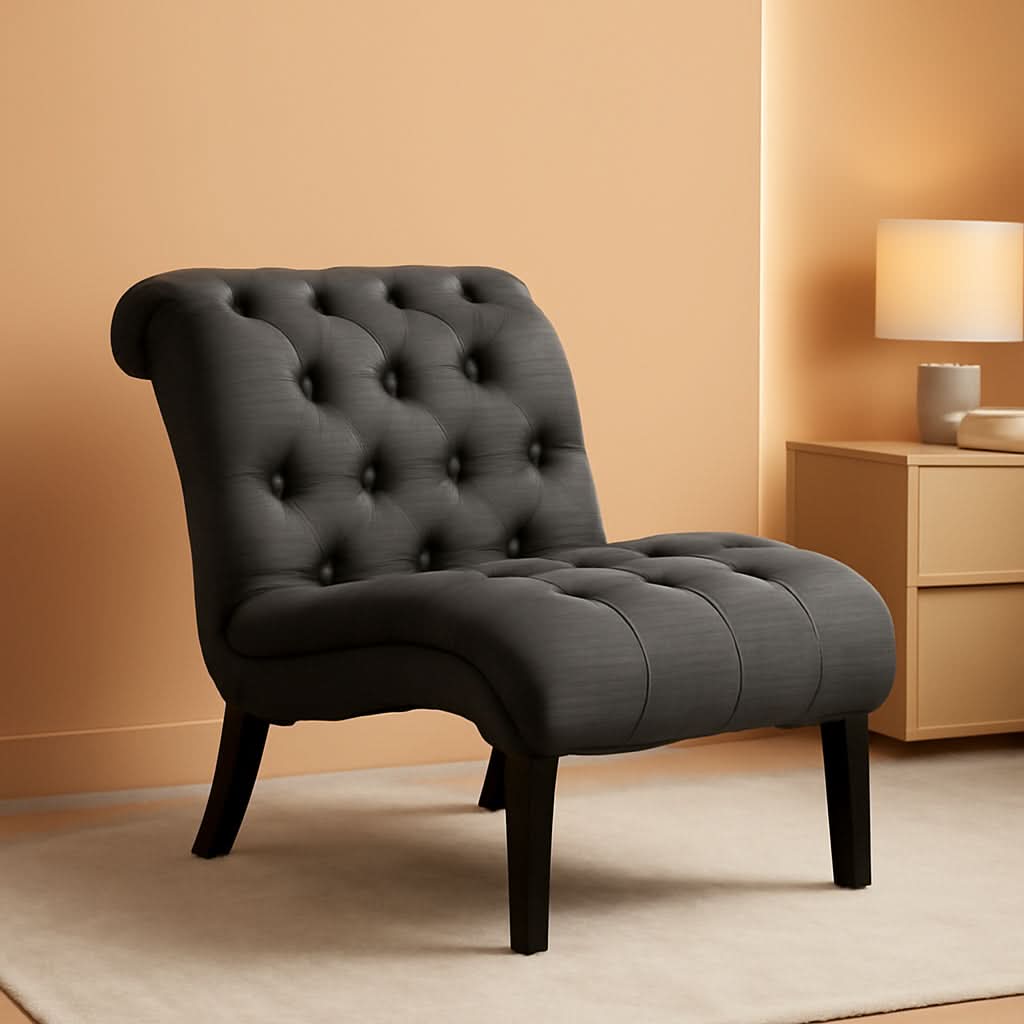 Button Tufted Slipper Chair For Compact Living Room Decor