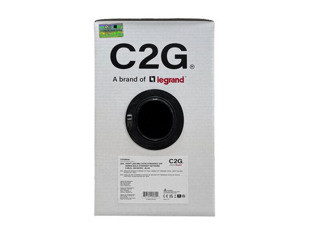 C2G 1000ft (304.8m) TAA-Compliant Cat5e Bulk Unshielded (UTP) Ethernet Network Cable with Stranded Conductors In-Wall CM-Rated C2G56030