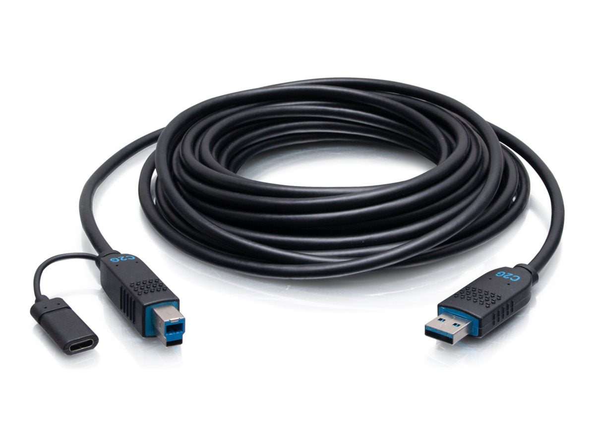 C2G 125ft (38.1m) C2G Performance Series USB-A Male to USB-B Male Active Optical Cable (AOC) - 3.2 Gen 2 (10Gbps) Plenum Rated C2G30090