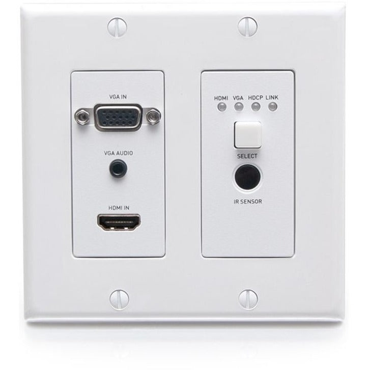 C2G HDBaseT HDMI Extender + VGA, 3.5mm, RS232 and IR over Cat - Dual Gang HDMI Wall Plate Transmitter - 4K 60Hz C2G30017