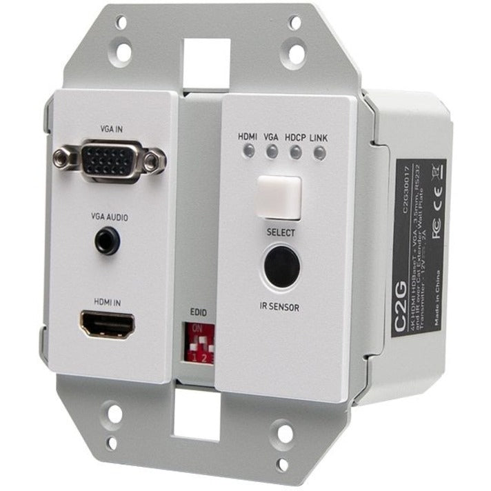 C2G HDBaseT HDMI Extender + VGA, 3.5mm, RS232 and IR over Cat - Dual Gang HDMI Wall Plate Transmitter - 4K 60Hz C2G30017