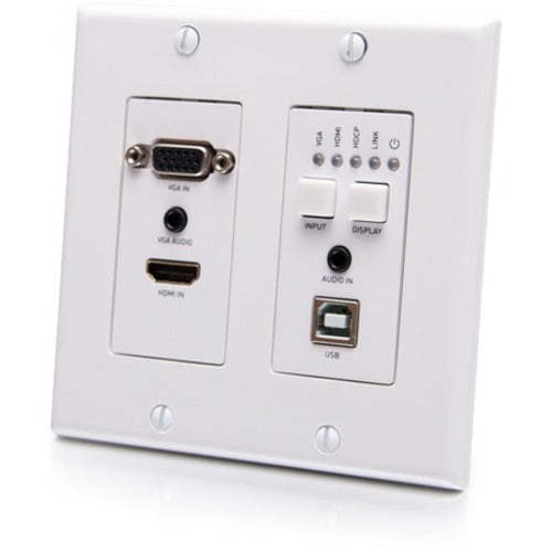 C2G HDMI HDBaseT + VGA, 3.5mm, and USB-B to A over Cat Extender Wall Plate Transmitter to Box Receiver - 4K 60Hz C2G31012