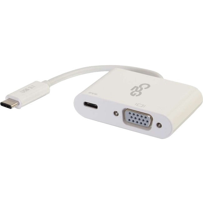 C2G Usb-C To Vga Video Adapter Converter With Power Delivery - White - Usb To Vg
