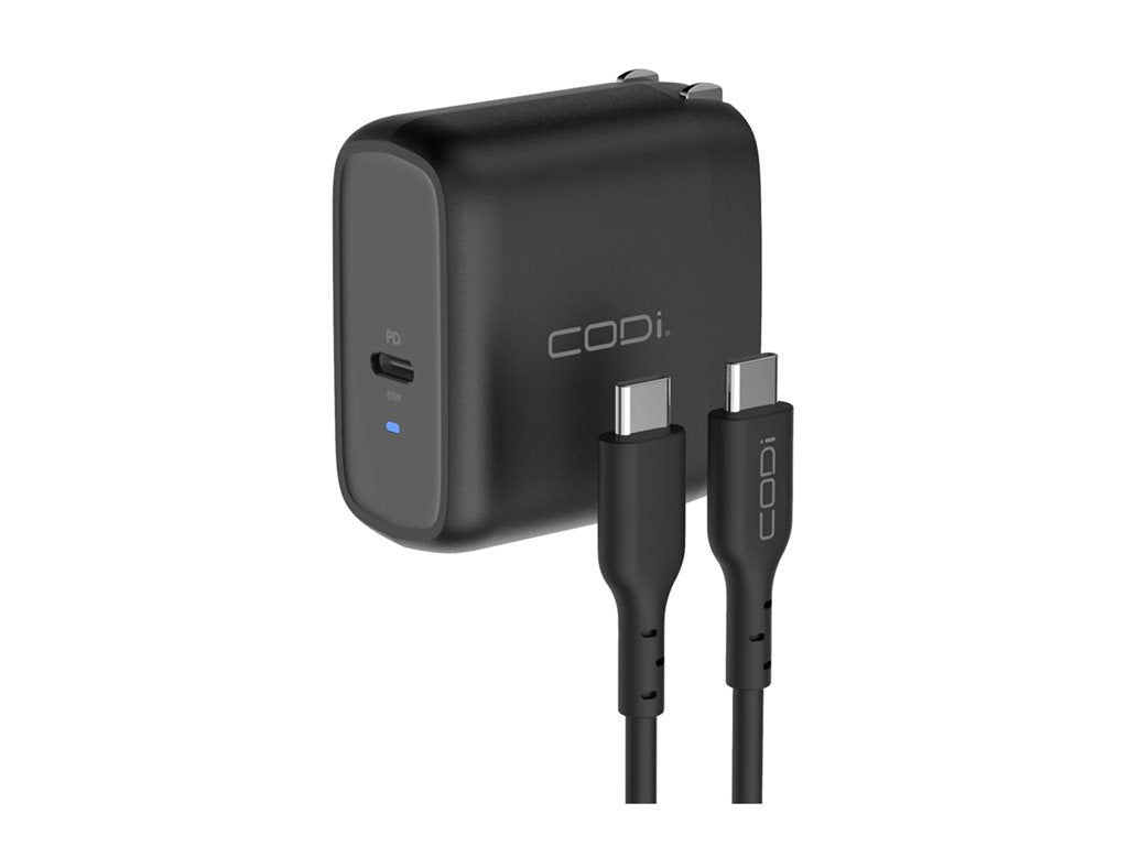 CODi - Power adapter - GaN - 65 Watt - 4 A - PD/PPS (24 pin USB-C) - black