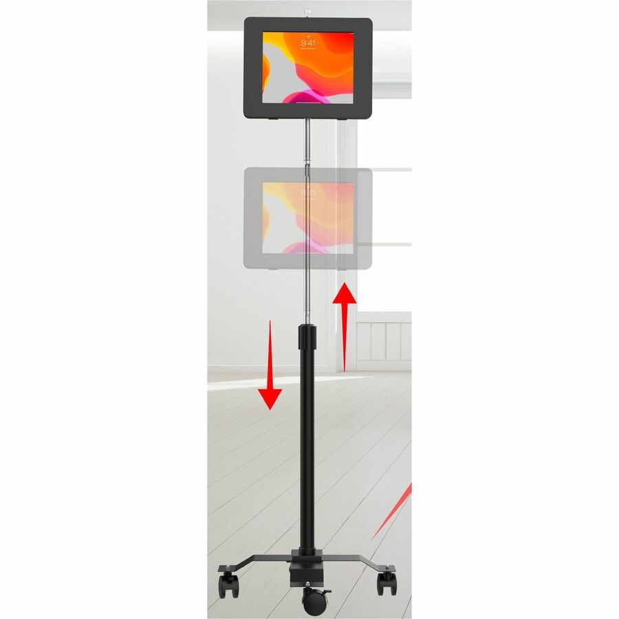 CTA Digital Compact Mobile Floor Stand with Universal Security Enclosure (Black) - Up to 1